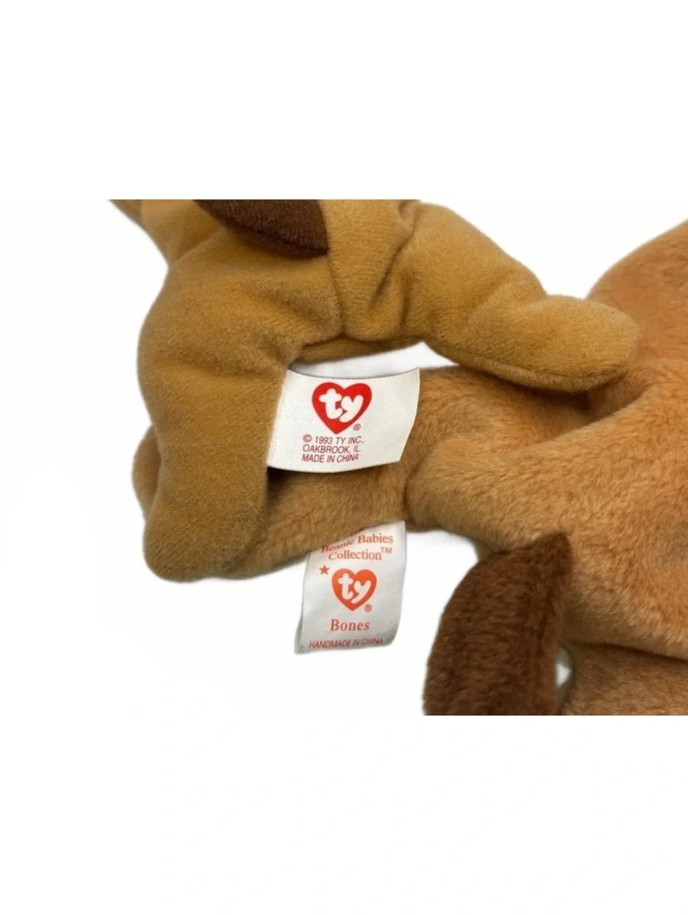 Ty Bones Beanie Baby Teenie Beanie Baby 2pc Plush Set Brown Dog Floppy Ears NWT